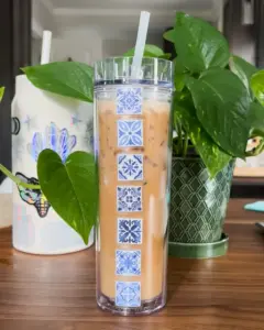 Blue and white mini tile sticker set