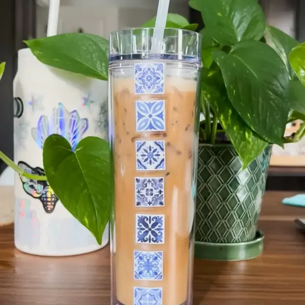 Blue and white mini tile sticker set