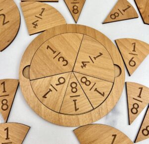 Wood Fraction Tile Set - Laser Engraved