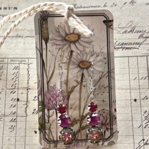 Pretty In Pink Three-Stone Vintage Austrian Crystal Earrings