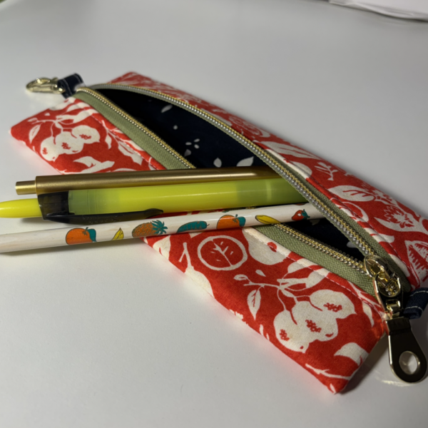 Flat Zipper Pencil Pouch w/ Key Ring