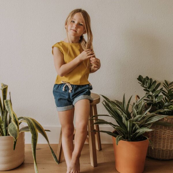 Girl’s Denim Drawstring Shorts – Handmade & Good Cause Item!