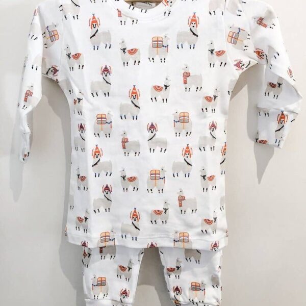 100% Cotton Llama Two Piece Pajama Set