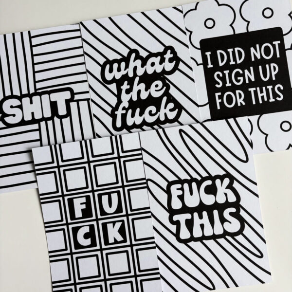 Funny Mini 4×6 Coloring Page Pack