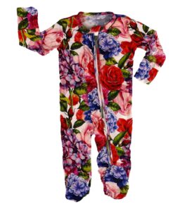 Vibrant Hydrangea Rose Footie PJs