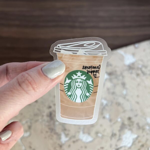 Emotional Support Starbucks iced coffee sticker