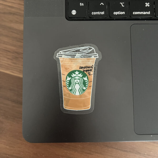 Emotional Support Starbucks iced coffee sticker