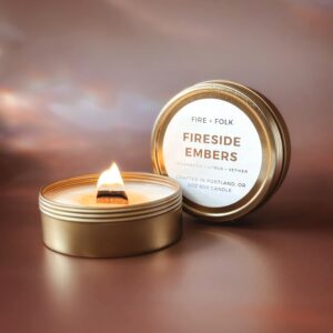 FIRESIDE EMBERS WOOD WICK CANDLE TIN