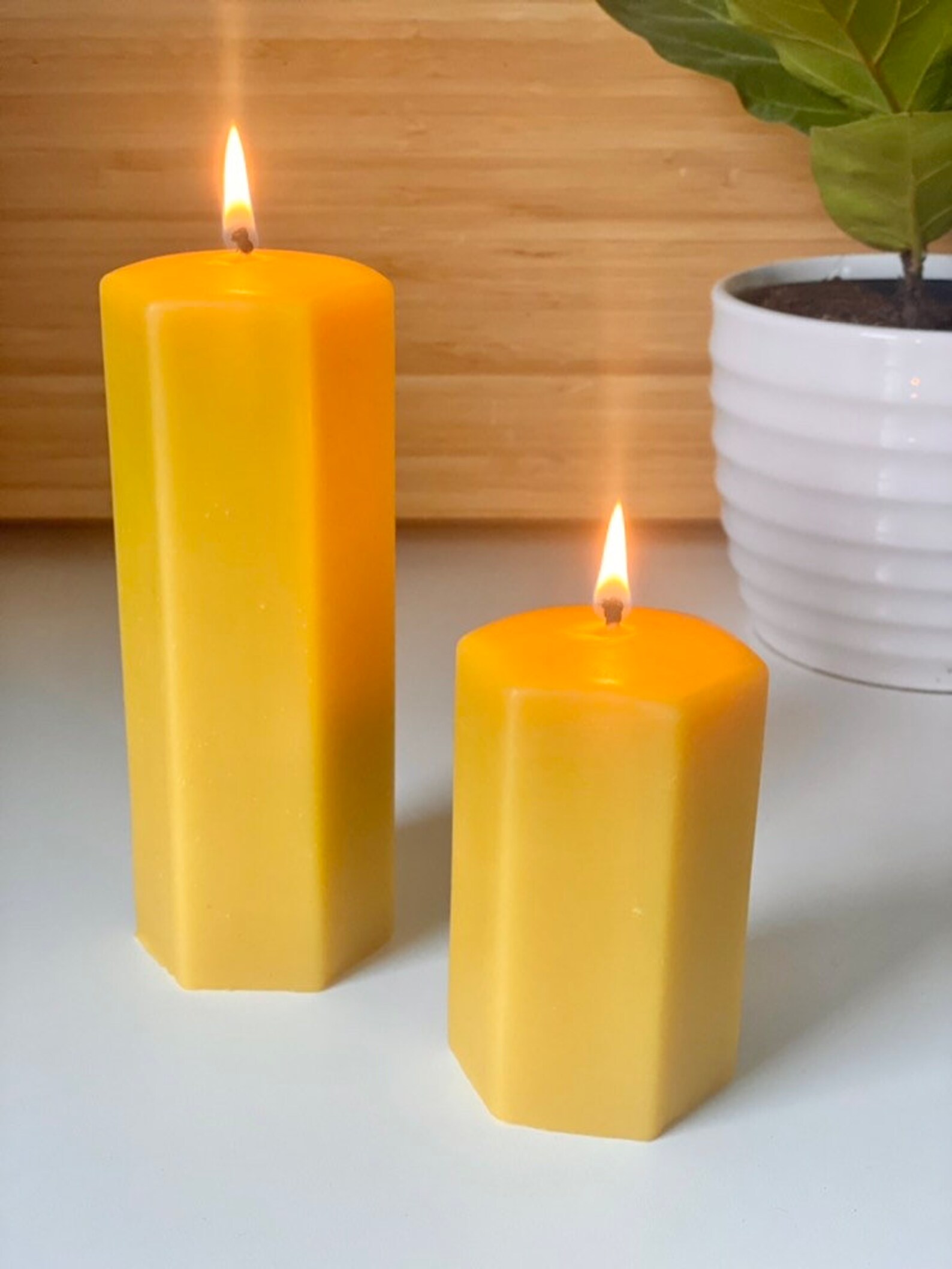 Large Hexagon Beeswax Candle - Image 3