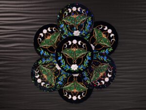 Moon Moth Sticker: Lunar Phases, Witchy Decal, Original Hand-Painted Art