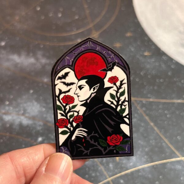 Romantic Vampire Painting Sticker, Original Hand Painted Gothic Artwork, Dark Fantasy Vinyl Decal