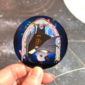 Fantasy Book Bat Sticker; Flying Fox Decal, Original Hand-Painted Art
