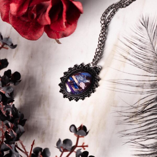 Book Goblin Necklace: Gothic Victorian Pendant with Original Acrylic Art