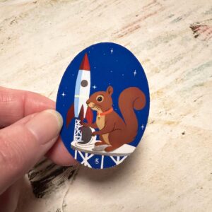 Astronaut Squirrel Atomic Age Sticker, Vintage Style, Original Art Decal