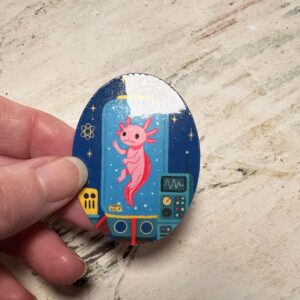 Atomic Age Axolotl Sticker, Vintage Style, Original Art Decal