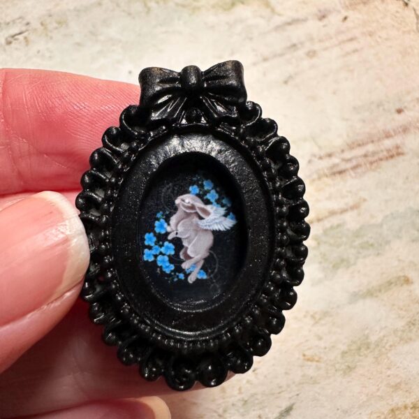 Mini Framed Magnet Featuring Original Angel Bunny Painting