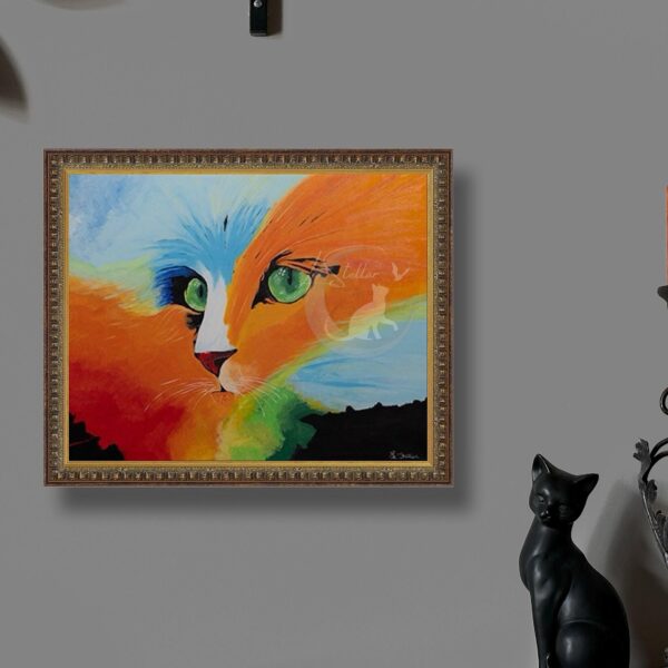 Abstract Cat Painting: Psychedelic Feline Wall Art Print