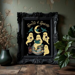 Ghost Reading Party Art Print: Spooky Bibliophile Decor