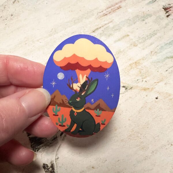 Atomic Age Jackalope Sticker, Vintage Style, Original Art Decal