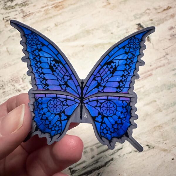 Galaxy Butterfly with Gothic Cathedral Design:2.5 inch Sticker for Laptop, Waterbottle, Phone