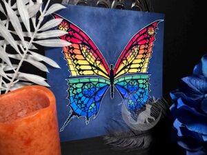 Pride Butterfly Artwork, Handpainted Stained Glass Gothic Tracery Print