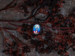 Gothic Stained Glass Choker: Victorian Mourning Jewelry with Original Hand-Painted Artwork