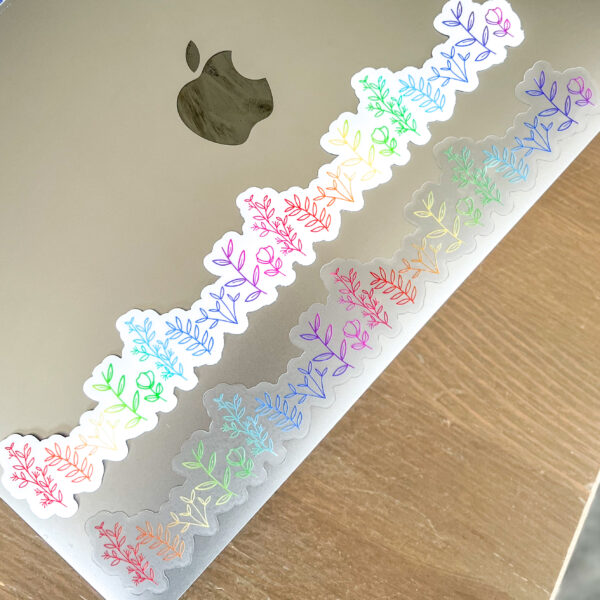 Rainbow botanical line art wraparound sticker