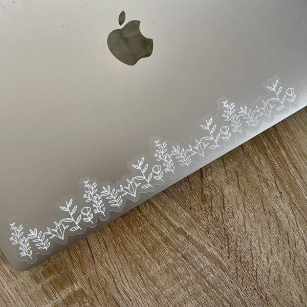 White botanical line art wraparound sticker