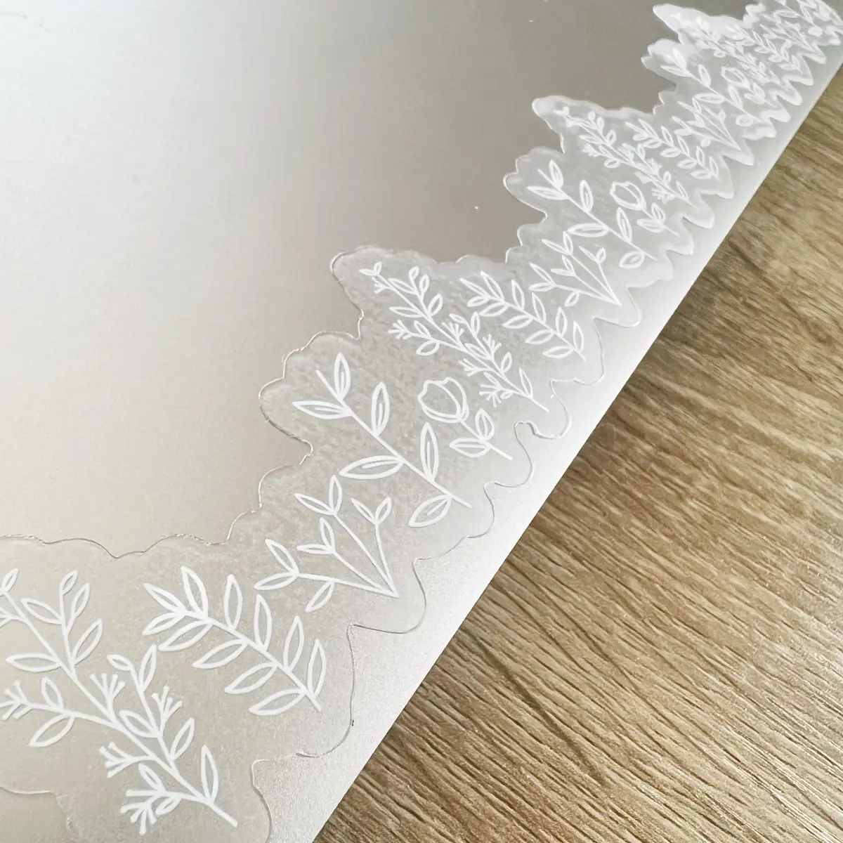 White botanical line art wraparound sticker