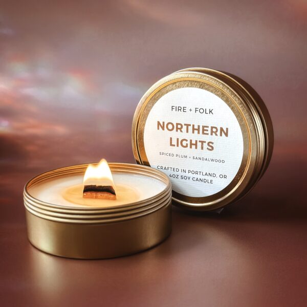 NORTHERN LIGHTS WOOD WICK CANDLE TIN