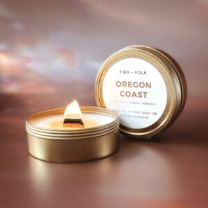 OREGON COAST WOOD WICK CANDLE TIN
