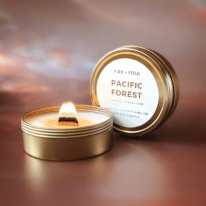 PACIFIC FOREST WOOD WICK CANDLE TIN