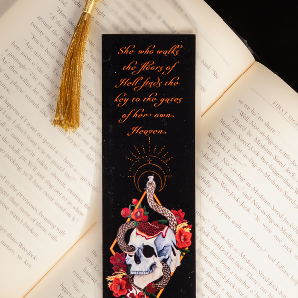Persephone Bookmark, Original Artwork Page Holder, Bookish Gothic Skull