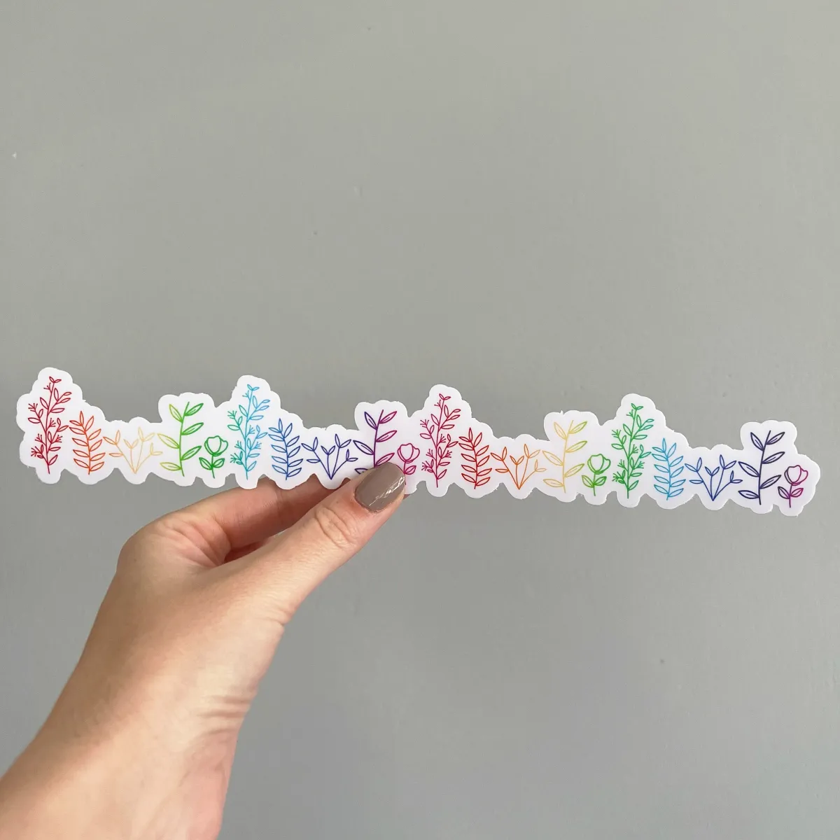 Rainbow botanical line art wraparound sticker - Image 3