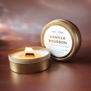 VANILLA BOURBON WOOD WICK CANDLE TIN