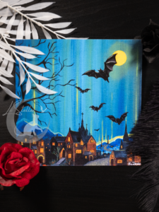 Village of bats Van Gogh inspired print