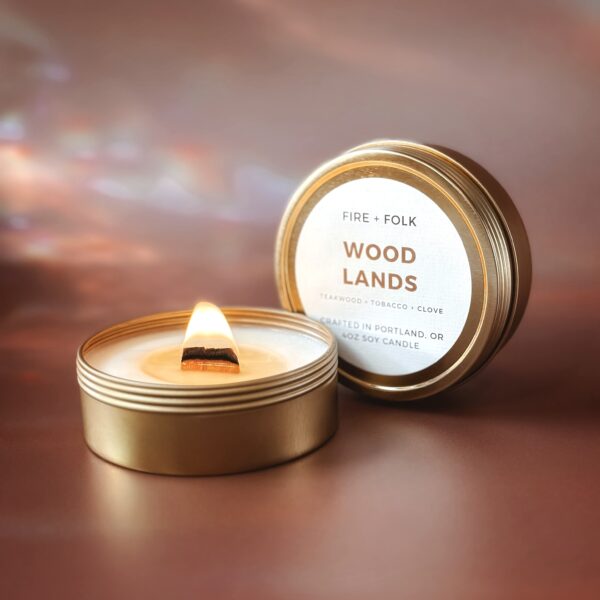 WOODLANDS WOOD WICK CANDLE TIN