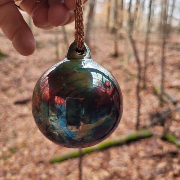 Ceramic Raku Bauble Ornament Metallic Glaze One of a Kind lbm1