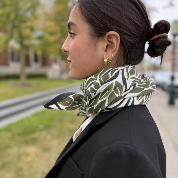 Olive Snake Peace Silk Square Scarf