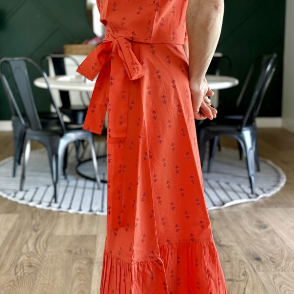 Tomato Staghorn Maxi Ruffle Wrap Skirt