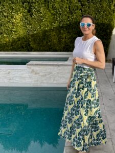 Chartreuse Snake Maxi Ruffle Wrap Skirt