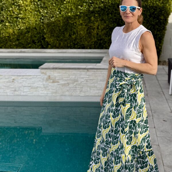 Chartreuse Snake Maxi Ruffle Wrap Skirt