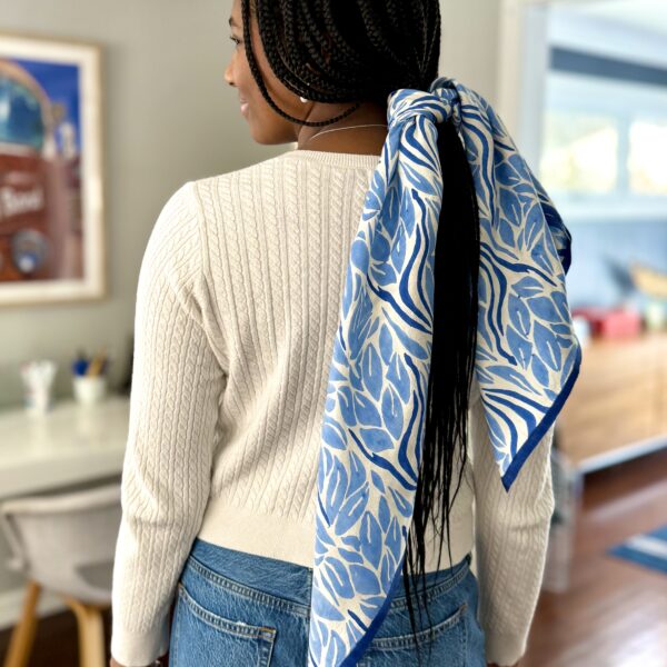 Blue Snake Peace Silk Square Scarf