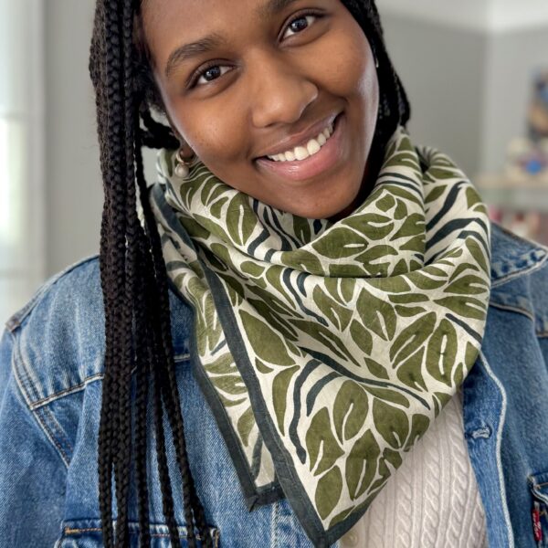 Olive Snake Peace Silk Square Scarf