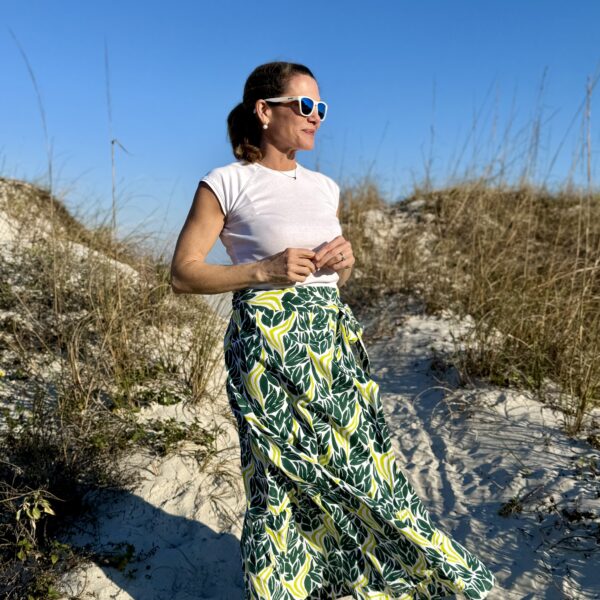 Chartreuse Snake Maxi Ruffle Wrap Skirt