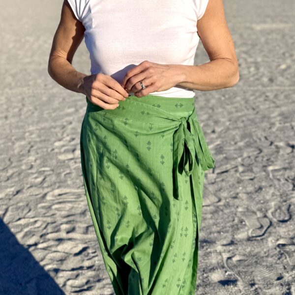 Green Staghorn Maxi Ruffle Wrap Skirt