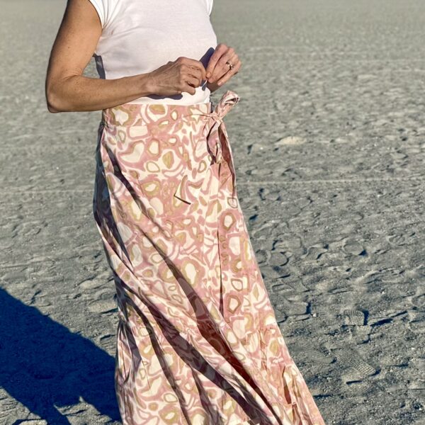 Blush Wild Dog Maxi Ruffle Wrap Skirt