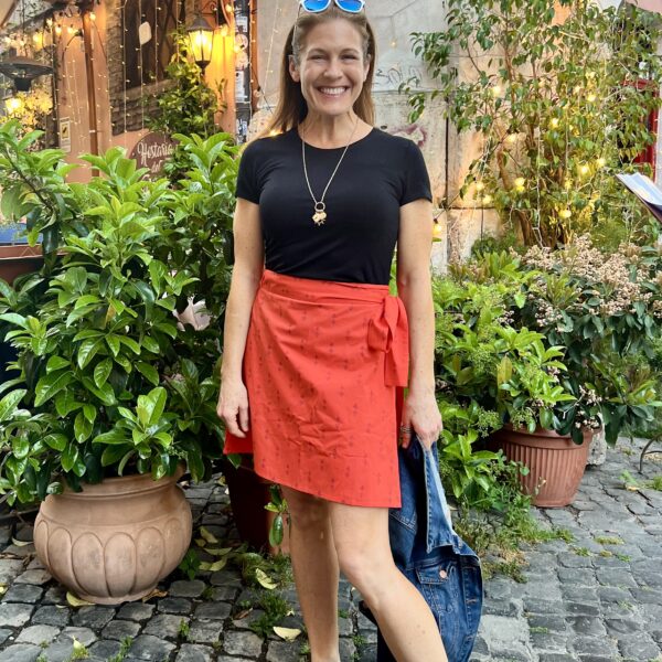Tomato Staghorn Short Wrap Skirt