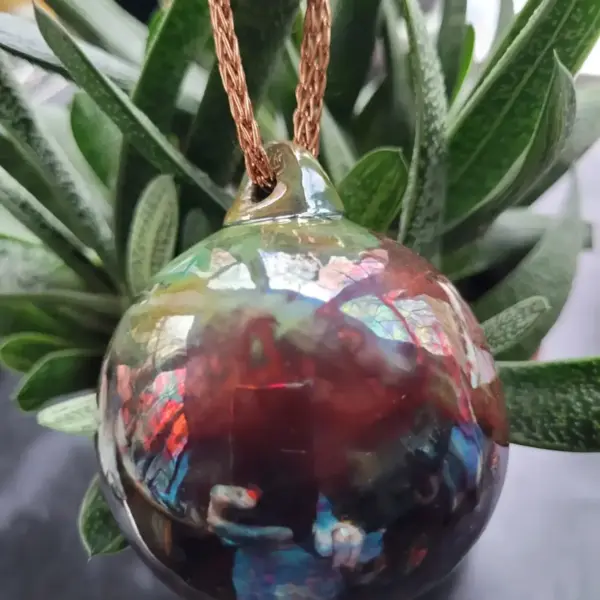 Ceramic Raku Bauble Ornament Metallic Glaze One of a Kind lbm1