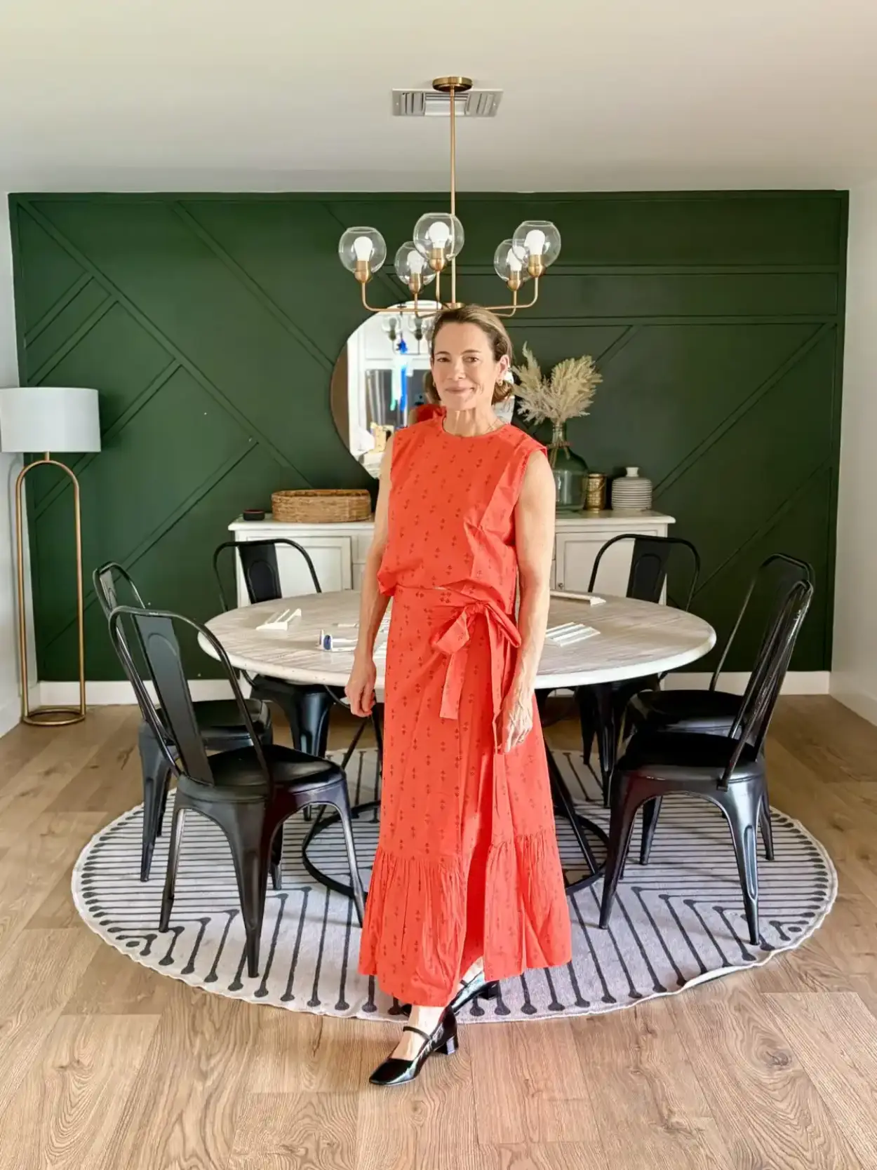 Tomato Staghorn Maxi Ruffle Wrap Skirt